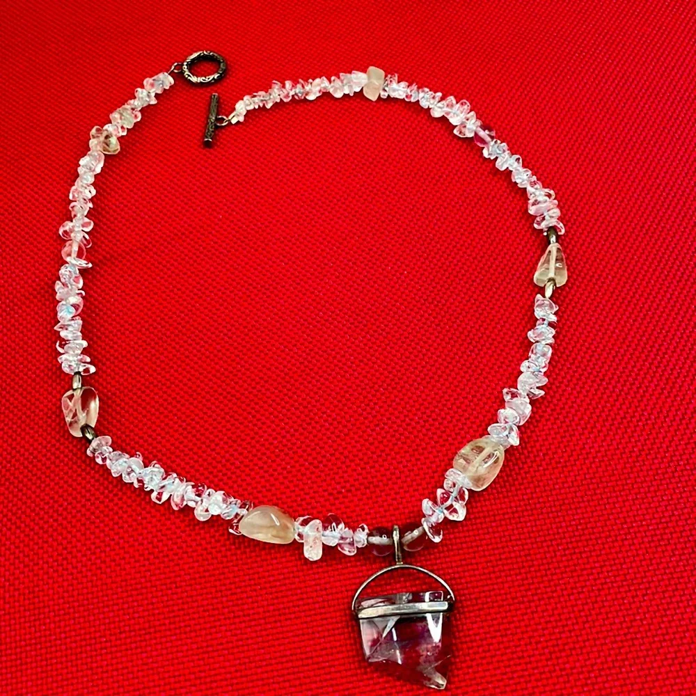 Vintage necklace aquamarine natural 925 sterling silver